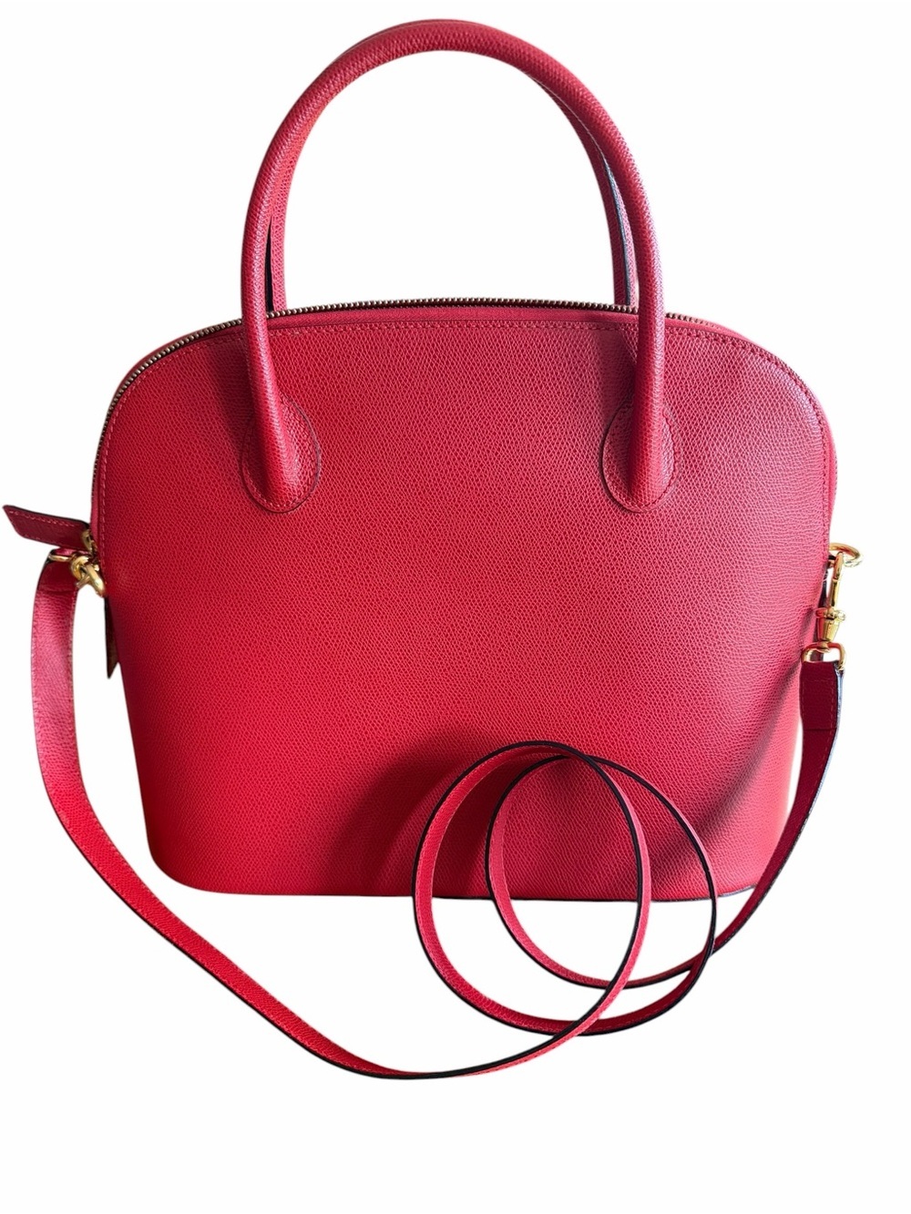 Celine Red Dome Satchel with Crossbody Strap